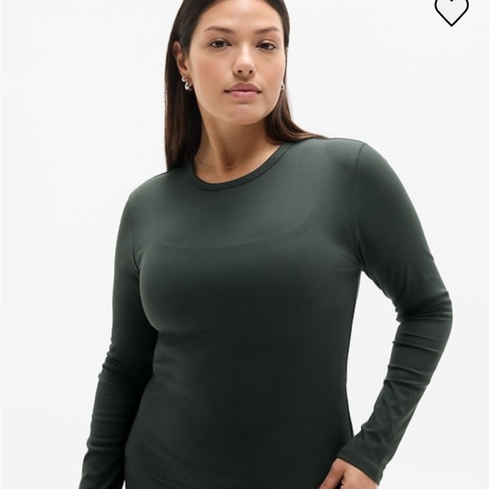 Athleta Gorgeous Green Signature Rib Crew Top brand new with tags
